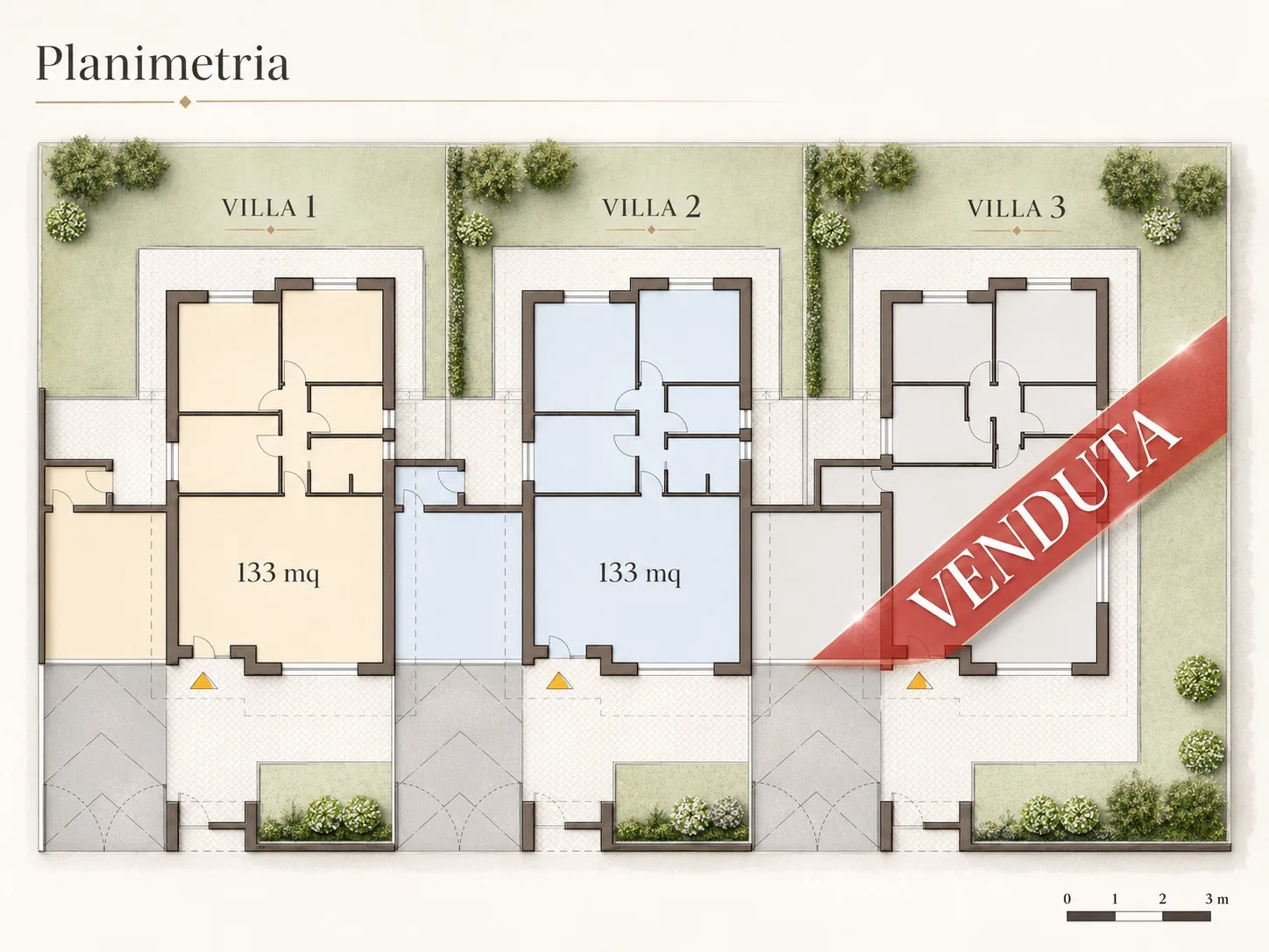 Planimetria commerciale con Villa 3 venduta